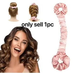Heatless Hair Curler Satin Rod with Scrunchie, Large Size for Voluminous Curls, No Damage Overnight Styling, Secure Hold & Wrap-Tight Design, Overnight Sleep-In Hair Tool for Bouncy Heatless Curls & Overnight Blowout Rods, Heatless Curling Rod