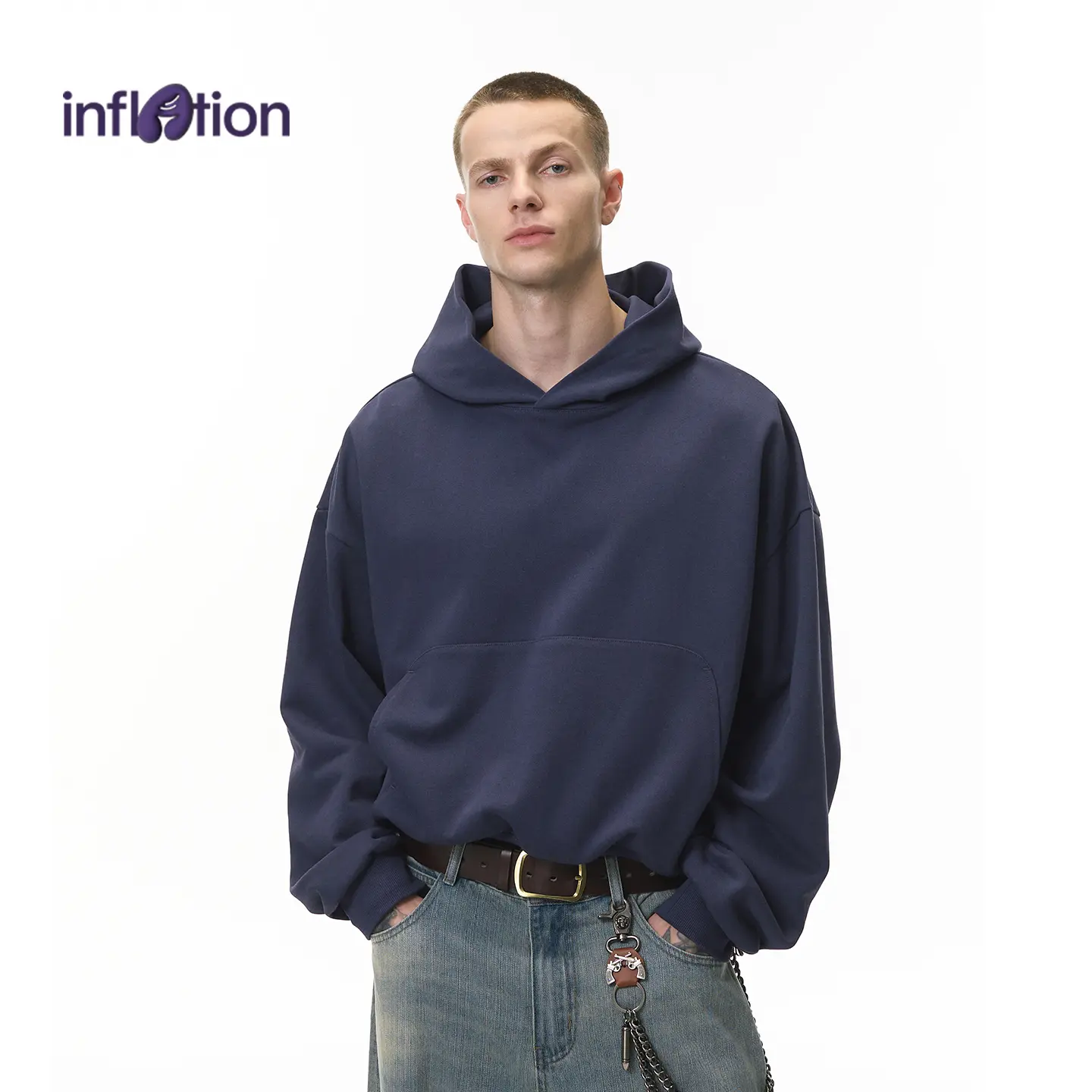 inflation Unisex 380G Heavyweight Pullover Sweatshirt, Chic and Baggy Fashion Apparel with a Cropped Boxy Fit and Pocket for Casual Wear, Tops, Sweatshirts, Menswear, Long, Sleeves, Plain, Stylish, Short, Valentines Day, Pocketed, Loose-Fit, Boxy Cut, 55%
