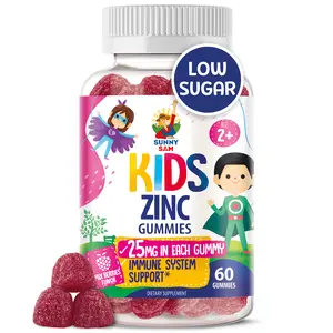 Sunny Sam Zinc Gummies for Kids - 25mg Chewable Zinc Gummy Supplement for Children Immune Support - Low Sugar Natural Antioxidant Non-GMO Vitamin Chewables for Toddlers & Teens - 60 Days Supply