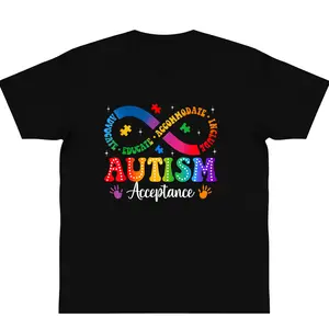 oversize cotton Autism Awareness Acceptance Shirt Infinity Symbol graphic tees T-Shirt Gift Unisex fashion Streetwear Casual Comfortable Top Trending