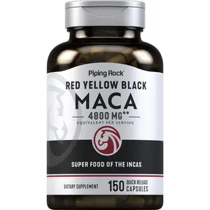 Piping Rock Maca Root Capsules | 4800mg | 150 Powder Pills | For Women and Men | Red, Yellow, and Black | Non-GMO, Gluten Free Supplement