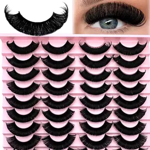 20 Pairs Russian Dense Reusable Extension False Eyelashes, Multi-Layer Curled Soft Mink Volume Lashes, Long Fluffy Look, Perfect for Beginners, Eyelash Extensions, Makeup, Cosmetic