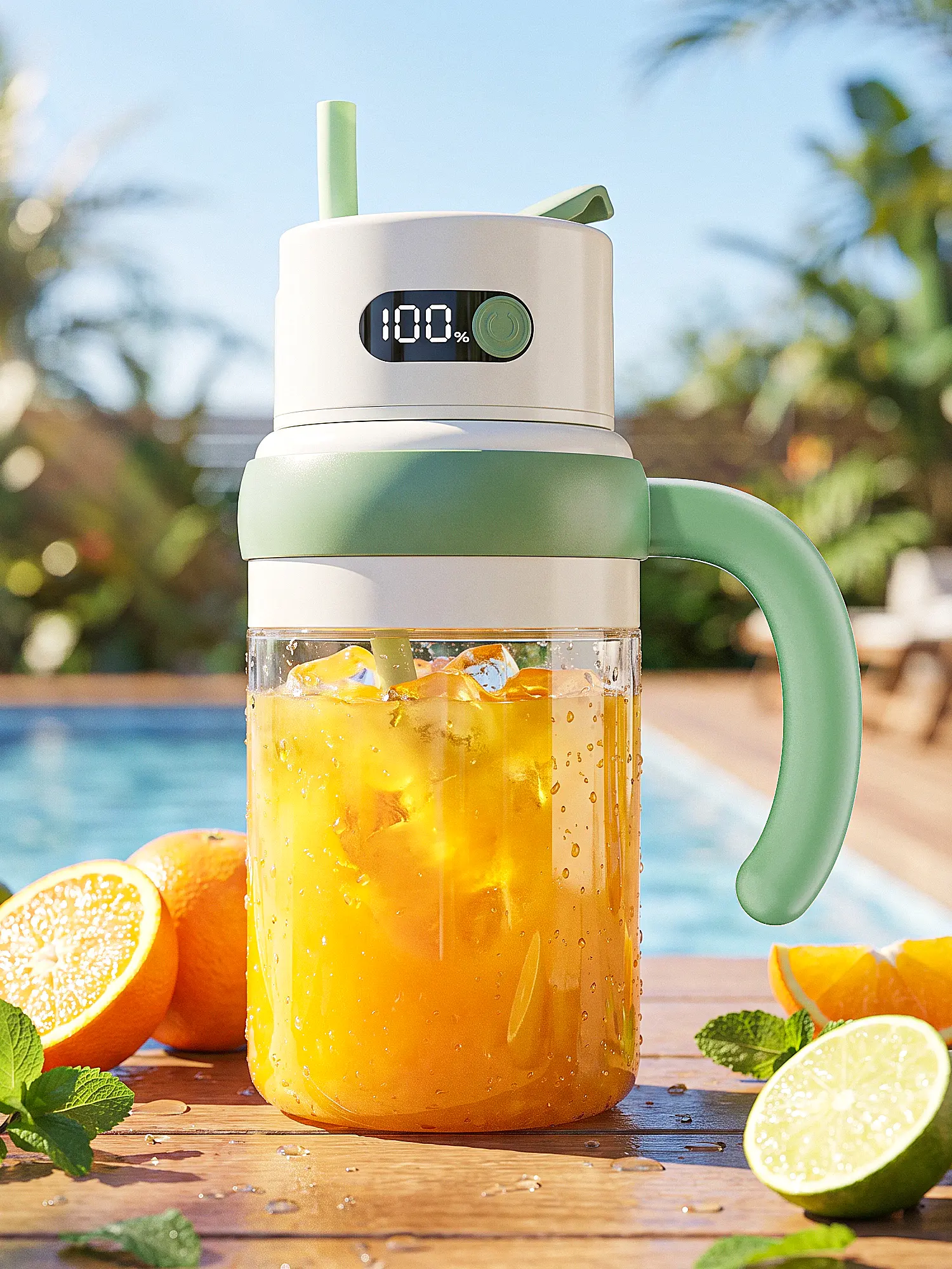 Portable Wireless Blender, 35oz/1L BPA-Free Cup with Dual Lids, 80W Motor 12-Leaf System, Crushes Ice in 30s, 1500mAh Battery, Safety Lock, Easy-Clean Electric Smoothie Shake Juicer Cup for Kitchen Use