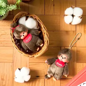 Monchhichi Classic Bib Style Cute Bag Charm - Fun, Cute, Cartoon Keychains, Fashion Accessory, Gift for Girls, Fun Keychains