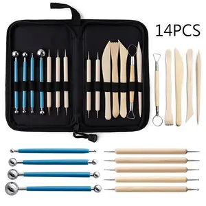 Clay Tool Set 14-Piece Kit, Storage Bag for Artistic Craftsmanship, Essential Tools for Ceramic Molding & Sculpting Projects