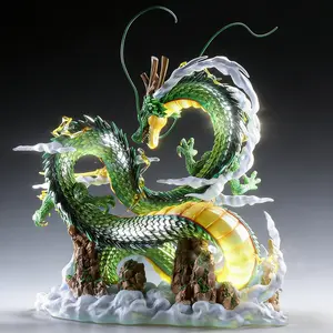 24CM Green PVC Dragon Sculpture | Detailed Base Collectible Figurine, Elegant Home Decoration & Perfect Christmas Gift, Unique Premium Collectible Statue