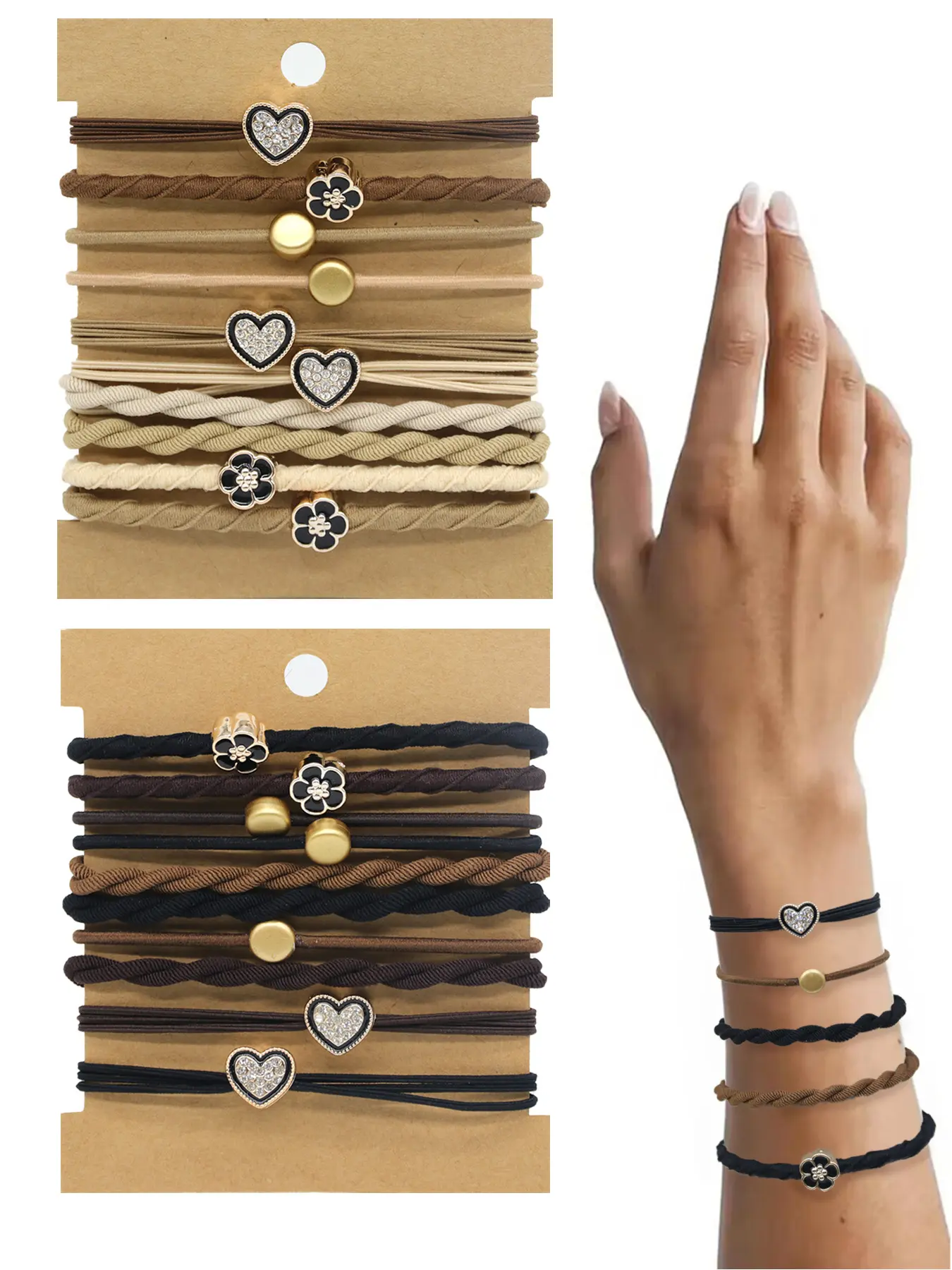 20-Piece Heart-Shaped Hair Tie Set, Punk Style Rubber Bands for All Seasons, Durable & Stylish Hair Scrunchies Accessories for Women