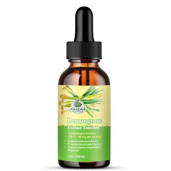 Amazing Botanicals Organic Lemongrass Tincture - Edible Cymbopogon Citratus Plant Extract, Lab-Tested Herbal Healthcare Supplement, 60ml (2oz) Tea Alternative, Natural Dietary Herb