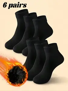 6 Pairs Women/men Fleece Lined Snow Socks Mid-Calf, Warm Comfortable Soft, Ideal for Fall Winter Daily Use, Sports, Business, Home, Sleep