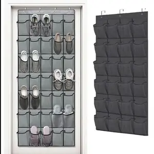 Door Back Shoe Rack Organizer, 1 Piece, 24 Pockets, Hanging Fabric Shoe Storage, Fabric Storage Units, Fits Door Cabinet Space, Home Essential, Hangable