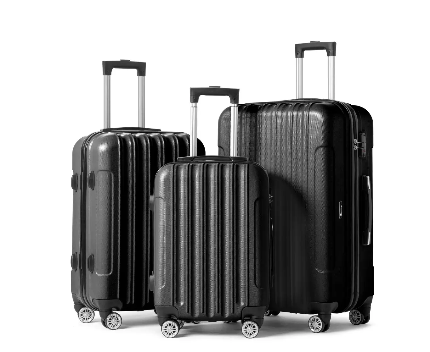 3 Piece Nested Spinner Suitcase Luggage Set With TSA Lock Black