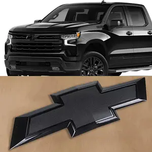Chevry Silverado 1500 Front Grille Bowtie Emblem Badge Chrome/Gloss Black, Replacement for 2019-2026 Silverado 1500