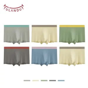 TULANDUT Men's Seamless Waistband Boxers Breathable & Comfortable Daily Underwear Five Colors in 6 Pack Plain Menswear 5 Olors+1 Random Color-In-1 Set 81223