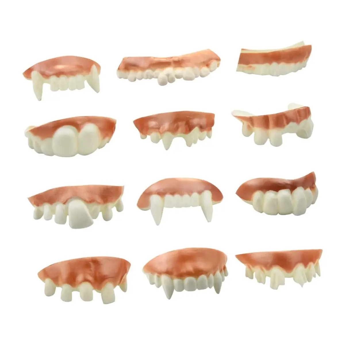 Fake Teeth 12PCS, Gnarly Gag Teeth for Halloween Costume & Party