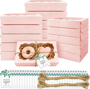 40Pcs Cookie Boxes with Window Pink Bakery Boxes Pastry Boxes for Gift Giving, Treat, Dessert, Cupcakes, Chocolate, Strawberries, Donuts, Muffins (7 x 4 3/8 x 1½ Inch) - Home Improvement.