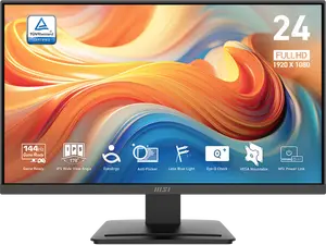 MSI PRO MP243L E14 24-inch IPS 1920 x 1080 (FHD) Gaming Office Monitor, 144Hz, Adaptive-Synch, HDR Ready, HDMI, VGA Port,VESA Mountable, Tilt, 4-side slim bezel ,1ms, Black