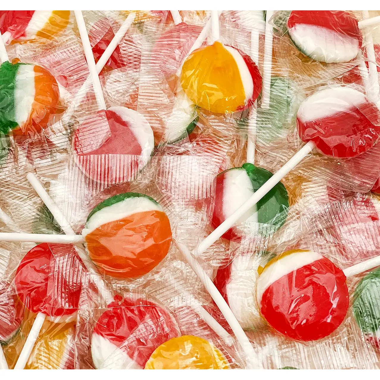 Fruit Lollipops - 2 Pound Bulk Pack (80 Count) - Assorted Fruit Flavored Hard Candy - Individually Wrapped Halloween Candy - Flat Suckers for Kids and Parties