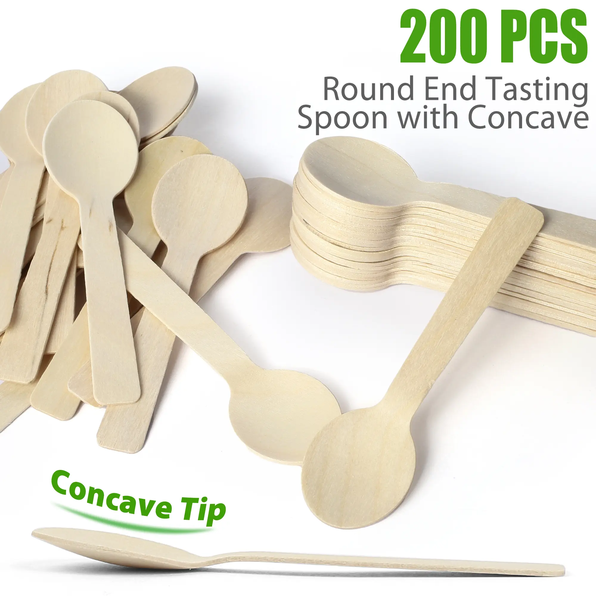 Mini Wooden Spoons, Pack of 200, 4 inch Length, Disposable Tasting Sampling Spoons, Biodegradable Compostable Eco-friendly Birchwood Taster Spoons Cutlery Tableware