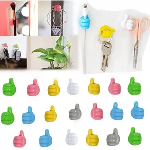 【30 PCS】Funny Thumb Shape Hooks - Strong Adhesive for Kitchen/Bathroom/Workshop  #Organization  Wall Wire Clear hanger,Summervibes Hangable Silicone