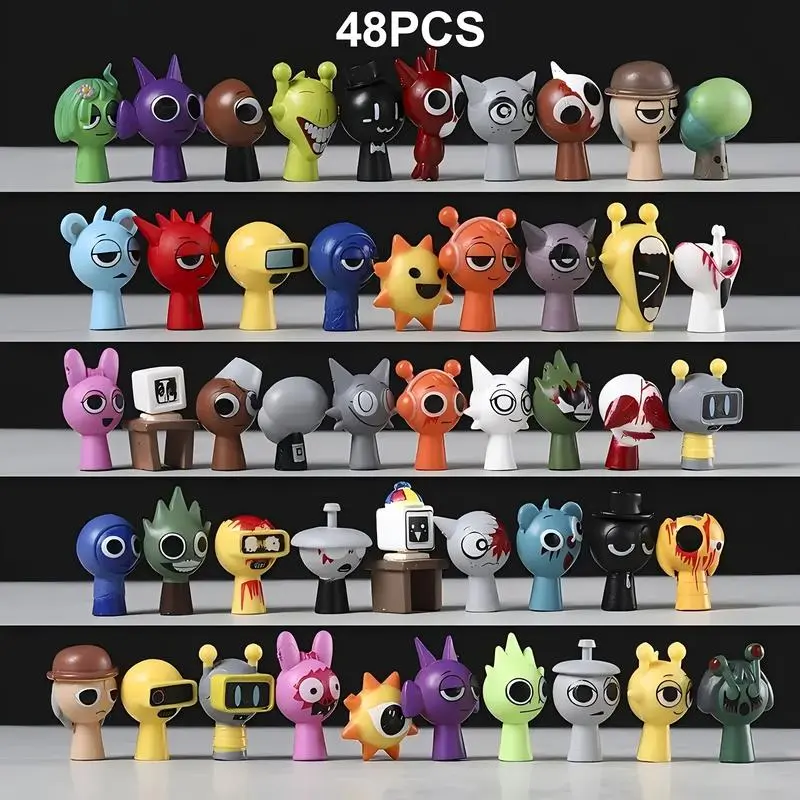 24/48pcs Sprunki Action Figures Set, with Stage 1 & 3 Transformations ...
