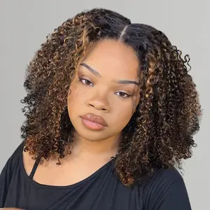 [EXCLUSIVE DEAL] OQ HAIR 2/30 Highlight Afro Kinky Curly 7x5 Lace Wear Go Glueless Wig Colored Human Hair Pre Bleached Knots With Natural Hairline
