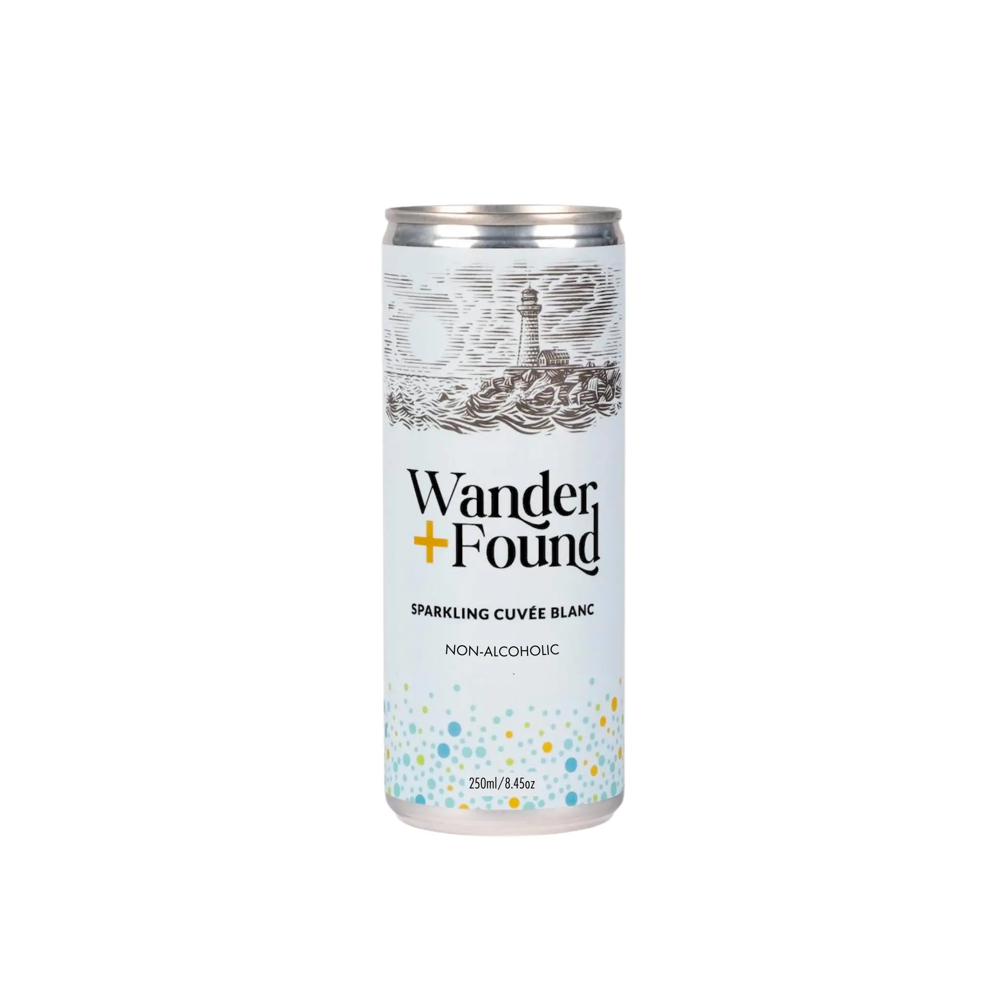 Wander + Found Non-Toxic Dealcoholised Wine Cans - Alcohol-Free Sparkling Cuvée Blanc, 8.45oz Non-Alcoholic Beverage for Adults, Ideal for a Picnic by the Beach