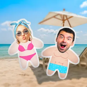 Personalized Mini Figure Face Pillow Custom Funny Face Cushion for Boyfriend Photo 10 Inch Double Sided Heart Shape Made in USA Soft Touch Birthday Gift