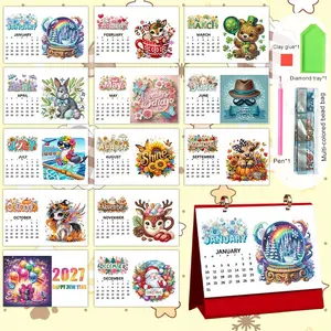 2027 Cute Holiday Diamond Painting DIY Calendar Set, New Year Desk Calendar, Creative Handmade Decor, Perfect Gift for Christmas