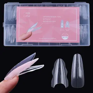 Sandwich Nail Double Mold Set, 180pcs Long Oval Coffin Shape, Quick Manicure Tools, Nail Art Tool, No Paper Template Needed, 14 Sizes Plastic Molds, Nail Extension Set, Nail Art Diy, Nail Art Supplies