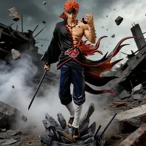 One Piece Naruto Pain Tendo Figure, Akatsuki Form with Debris Effect Base， Pain Tendo Collectible Statue, Naruto Shippuden Anime Figure, With Stone Debris Special Effects