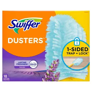 Swiffer 180 Duster Multi-Surface Refills with Febreze Lavender Vanilla and Comfort Scent (18-Count), Fans, Blinds, Car Interiors, and Electronics, Specially Coated Fibers Grab Dust, Lavender Scent, Works with Short & Extendable Handles.