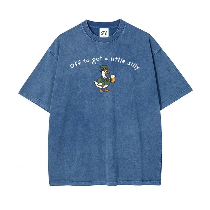 Men's Vintage Cotton Round Neck Graphic T-Shirt - Mens Clothing, Casual Unisex Top, "Off to get a little silly" Shamrock Print, St. Patrick’s Day Gift for Him, Men's Graphic Tees, Vintage Shirts, Everyday Wear