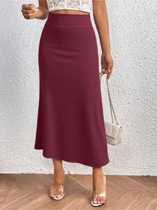 Women's High Waist Slim Fit Plain Skirt, Comfortable Feminine Elegant Fashion Versatile Design, Perfect for Casual Daily Wear and Light Outings