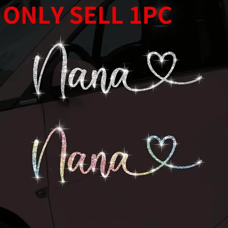 1PC Nana Shining Love Pattern Car Sticker, Automobile Decals, Vehicle Decoration, Waterproof, Easy To Apply, No Trace, Suitable for Car Windshields, Motorcycles Exterior Reflective Stickers, DIY Self-pasting Vinyl Sticker Decal, Stickers for Cars