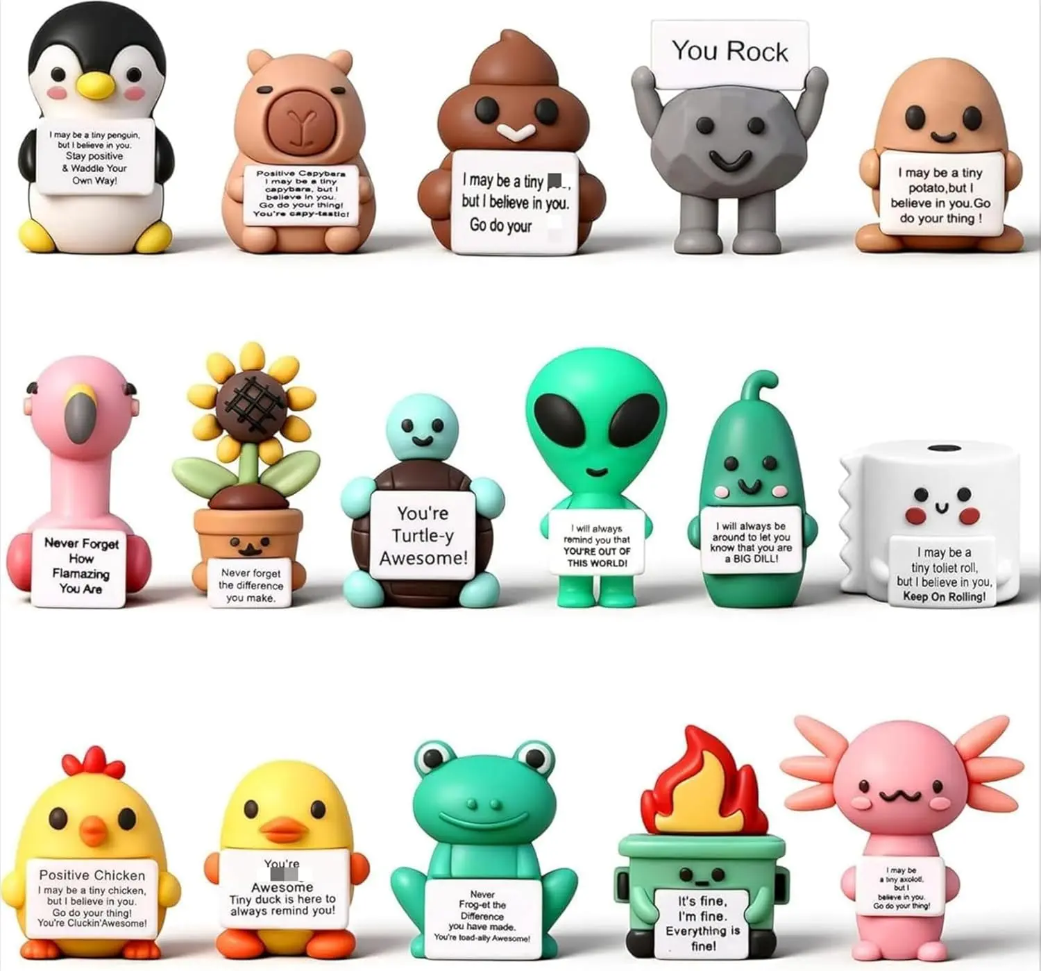 Gejoy You Rock Mini Figurine Back to School Gift Tiny Stone Statue Motivational Desktop Decor 3D Ornament Emotional Support Employee Appreciation Positive Gifts for Office Workers Colleagues Friends Students Birthday Party Favors