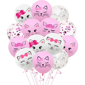 42 Pieces Cat Latex Balloons,12 Inches Cute Cat Balloons For Birthday Party Cat Kitty Theme Birthday Party Decorations Supplies For Cat Birthday