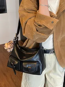 Fashion Vintage Motorcycle Bag Shoulder Bag Multi-Pocket Crossbody Backpack, Stylish Retro Design, Perfect for Commuting, Casual Crossbody Bag, Versatile Shoulder Bags, Fashionable Crossbody Bag