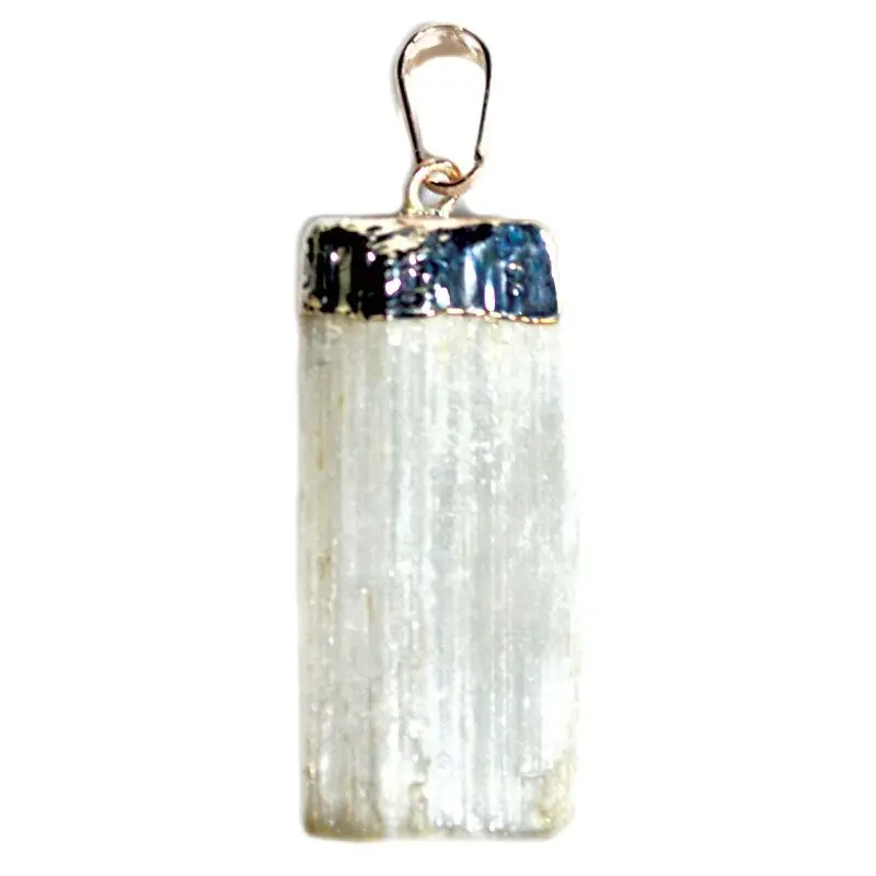 Selenite Untumbled Raw Pendant — Crown Chakra Clarity Crystal Jewelry