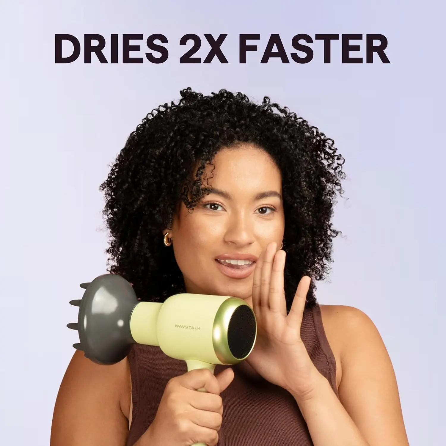 Wavytalk Blown Away Ionic Hair Dryer with Diffuser for Curly Hair | 1875W Fast Drying, 3 Attachments for All Hair Types, Ceramic Healthy Shine, Lightweight & Quiet (Green)