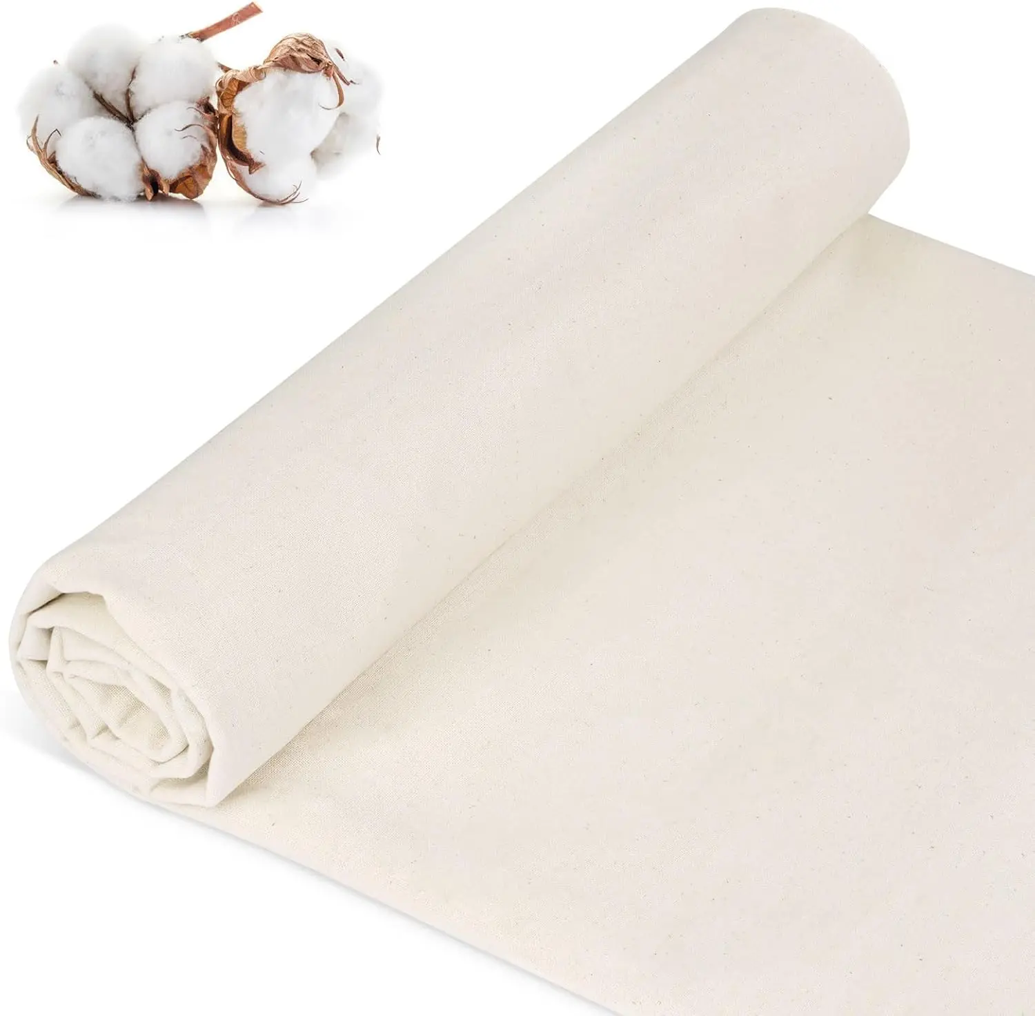 100% Cotton Muslin Fabric, 63 Inch X 1.9 Yards Natural Unbleached Muslin Fabric By the Yard, Premium Medium Weight Draping Fabrics Material for Sewing, Quilting, Embroidery, Craft Projects