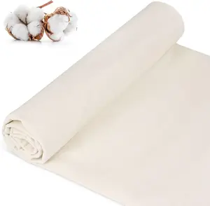100% Cotton Muslin Fabric, 63 Inch X 1.9 Yards Natural Unbleached Muslin Fabric By the Yard, Premium Medium Weight Draping Fabrics Material for Sewing, Quilting, Embroidery, Craft Projects