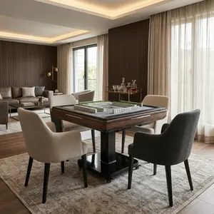 Foldable Ultra-Thin Auto Shuffle Game Table with Wheels, Chinese and American Style, 42mm Numbered Melamine Tiles, Included Hard Table Cover