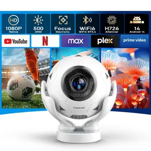 HY320F Soccer Projector 500ANSI 8K Support Native 1080P Google Assistant Dual WiFi 6 Bluetooth 5.4 Android 14 Electric Focus Short Throw Ratio Built-in Speaker Portable Mini Projector for Home Theater Outdoor summerwins