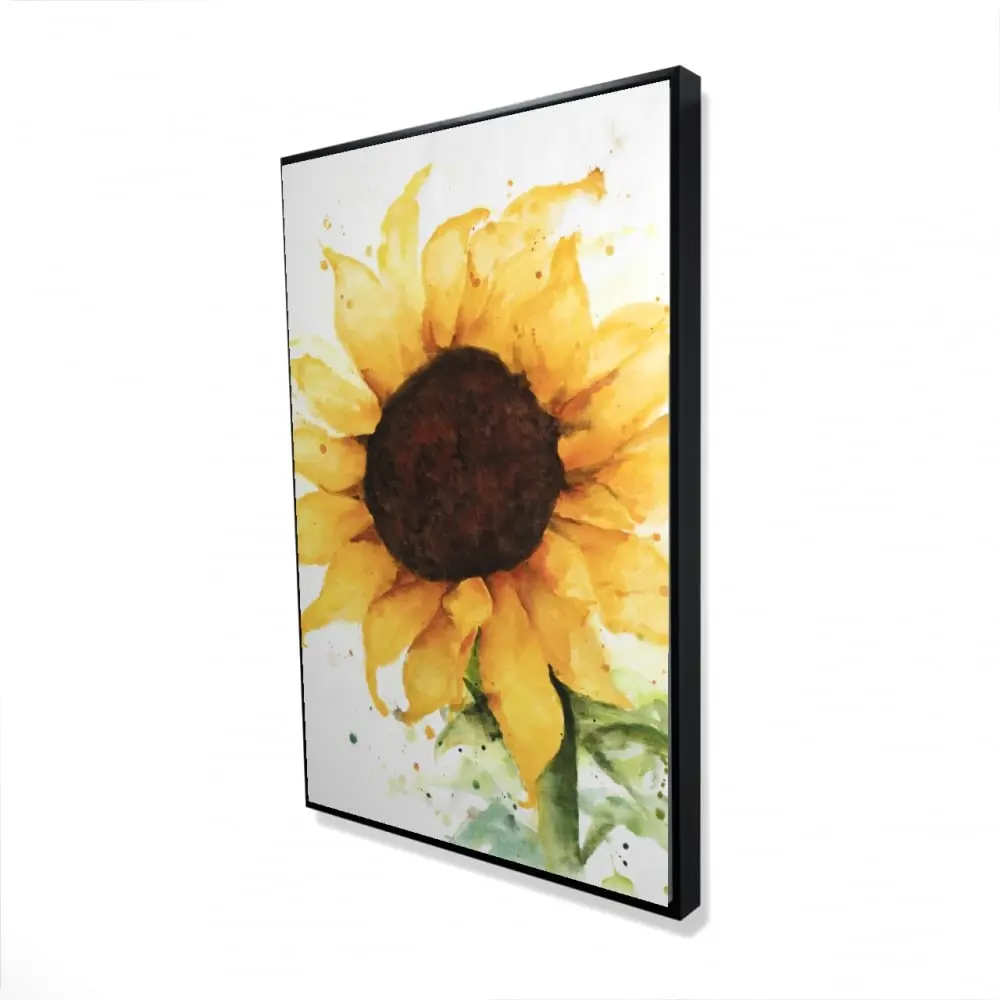 360 Stand Rustic Floral Motif Framed Sunflower Bloom Artwork, 24x36 in. Artistic Farmhouse Wall Art for Room Decoration, Kitchen Home Decor, Photo, Nature, Vibrant