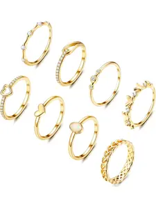 8 PCS 14K Gold Plated Stackable Rings for Women Knuckle Rings Dainty Stacking Rings Gold Stacking Rings Gold Ring Set Size 5 To 10 Thin Stacking Ring Wedding Bands Elegant Fashion Rings