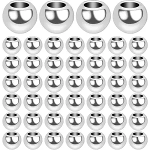 100pcs 3 mm Round Memory Wire End Caps Beads Stainless Steel Cord End Caps Half Drilled Hole Ball Beads for DIY Crafts Necklace Bracelet Jewelry Making, Hole: 1.5 mm