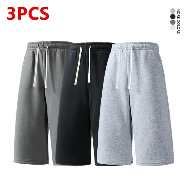 3-pack summer pants: street-style mid-thigh drawstring shorts with a hip-hop design—comfortable, loose fit for travel. Classic men’s pants suitable for running, sports, and everyday wear.