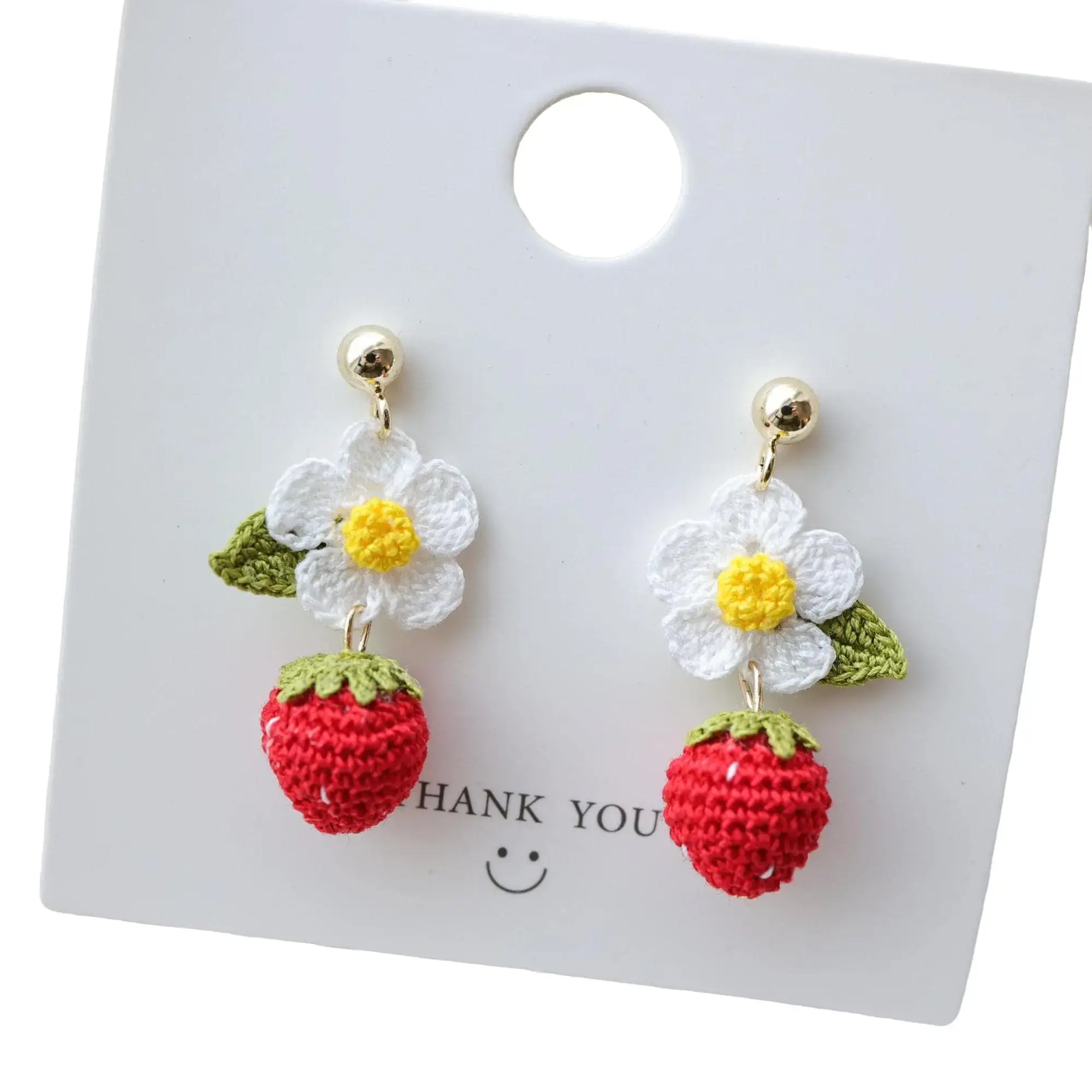 Micro Crochet Earring Handmade Strawberry Earrings Gift for Her Gift for Girlfriend Strawberry Earring Crochet Strawberry Jewelry