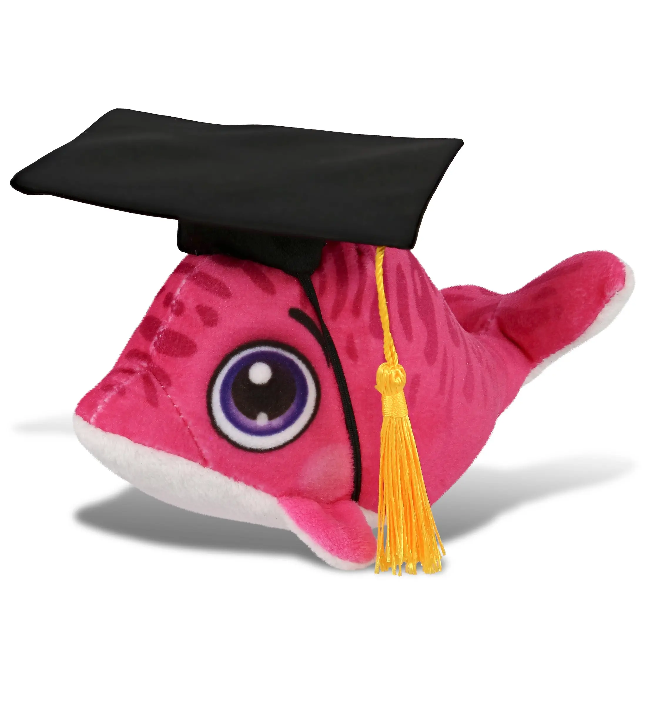 DOLLIBU Plush Buddies Dolphin Plush Graduation Toy - Polyester, 6l×5w×4.5h in, Black Graduation Cap, Yellow Tassel, Personalized Stuffed Gift for Ages 0+, Home Decor, 1 Dollibu Plush Buddies Dolphin Plush