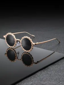 Men's Metal Gear Round Full Frame Classic Retro High-End Fashionable Versatile Decorative Glasses, Stylish Eyewear for Men